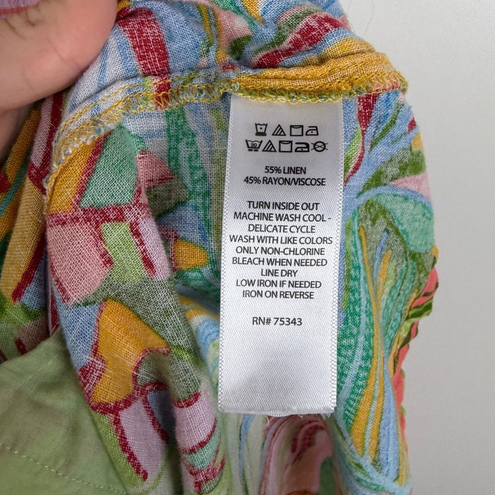 C&C California Tropical Linen Blend Halter Mini Dress Small Multicolor Resort - Picture 6 of 8